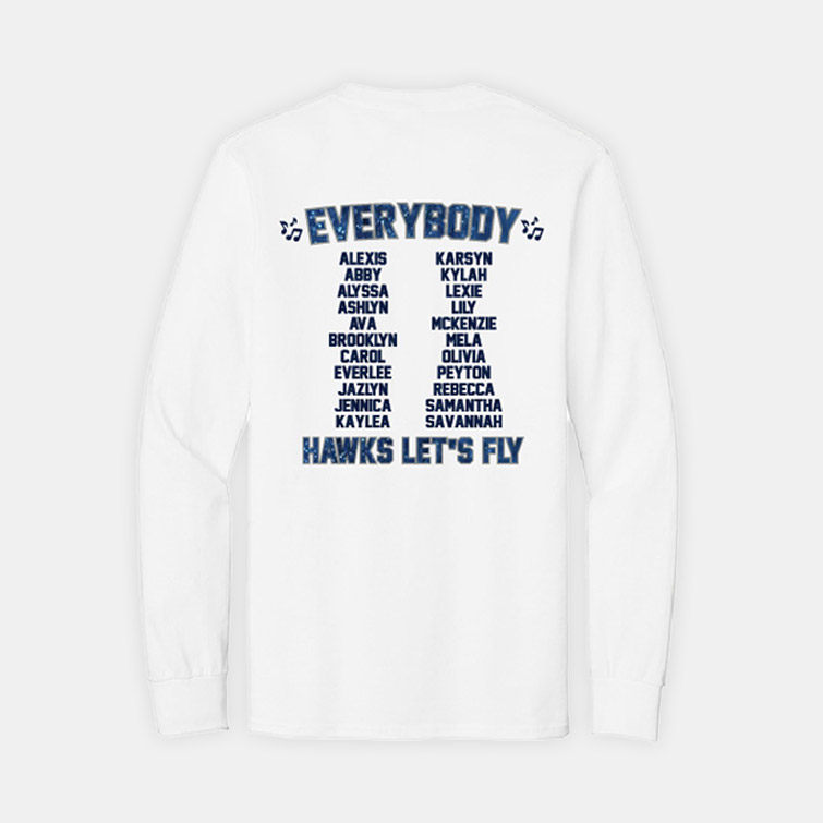 River Ridge High School Cheer Nationals Long Sleeve Shirt | View: Back | Color: White