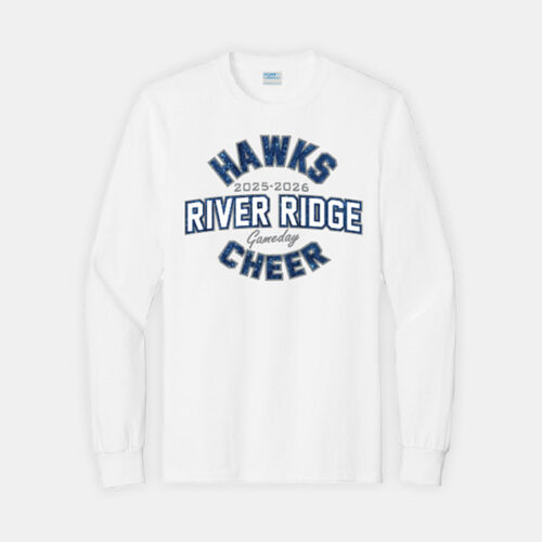 River Ridge High School Cheer Nationals Long Sleeve Shirt | View: Front | Color: White