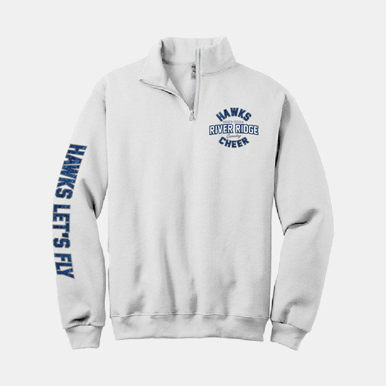River Ridge High School Cheer Nationals Quarter Zip | View: Front | Color: White