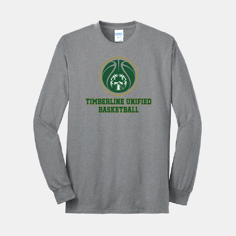Timberline Unified Basketball Long Sleeve Shirt | View: Front | Color: Heather Gray