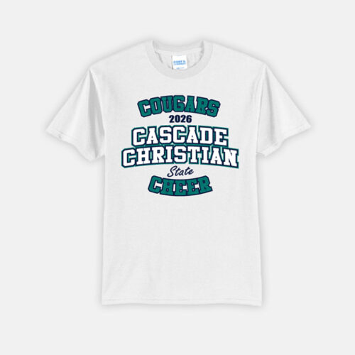 Cascade Christian Cheer State Shirt | View: Front | Color: White