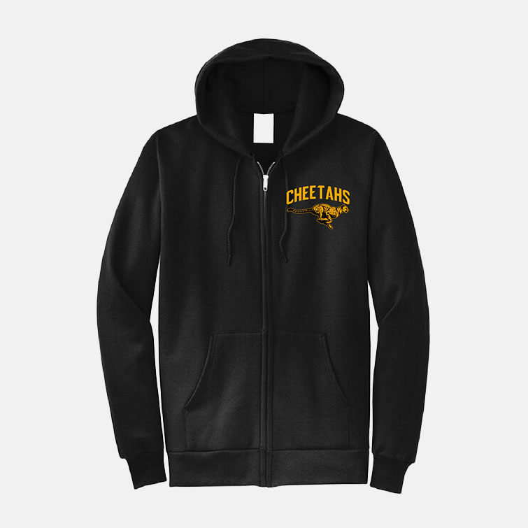 Cheetahs Soccer Full Zip Hoodie | View: Front | Color: Black