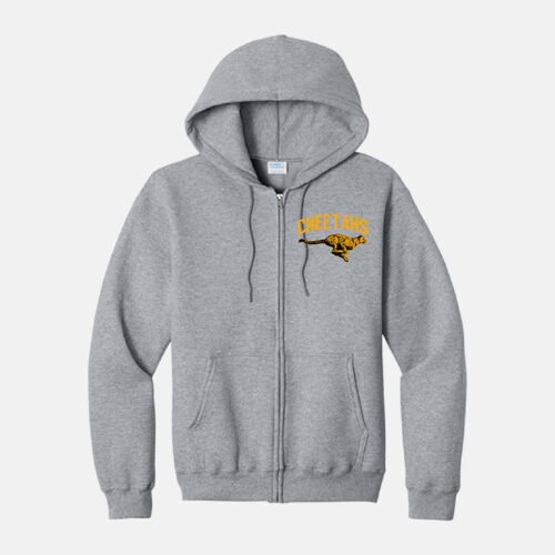 Cheetahs Soccer Full Zip Hoodie | View: Front | Color: Heather Gray