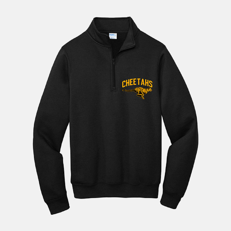 Cheetahs Soccer Quarter Zip | View: Front | Color: Black