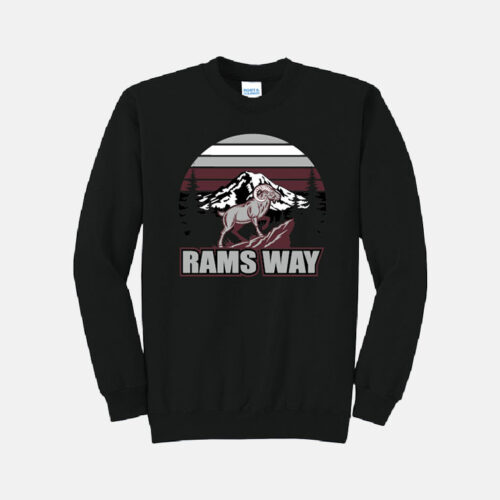 Shining Mountain Elementary Rams Way Crewneck Sweatshirt | View: Front | Color: Black