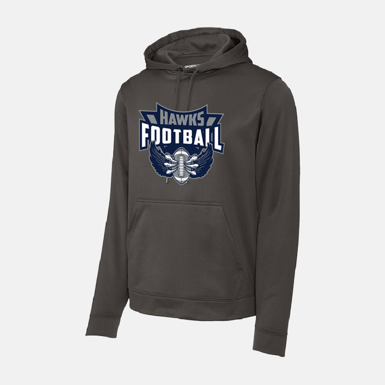 TCYFL Hawks Football Claws Dri-Fit Hoodie | View: Front | Color: Charcoal