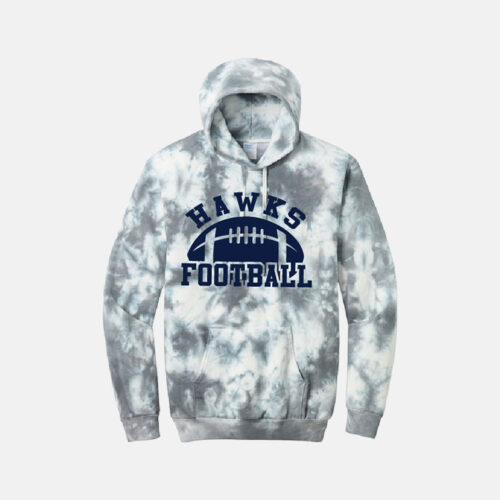 TCYFL Hawks Football Tie Dye Hoodie | View: Front | Color: Grey Crystal