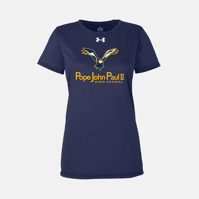 Pope John Paul II High School Women's UA Tech Shirt | View: Front | Color: Navy