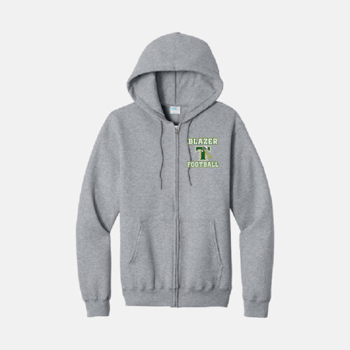 Timberline Blazers Football "Axe" Full Zip Hoodie | View: Front | Color: Heather Grey