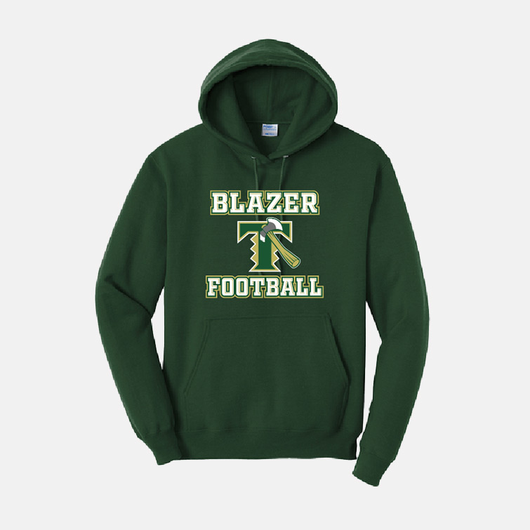 Timberline Blazers Football "Axe" Hoodie | View: Front | Color: Dark Green