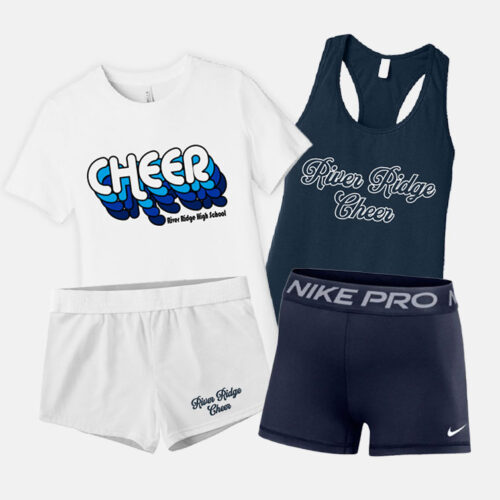 River Ridger High School Cheer Camp Pack - Shirt, Tank, Soffe Short & Nike Short