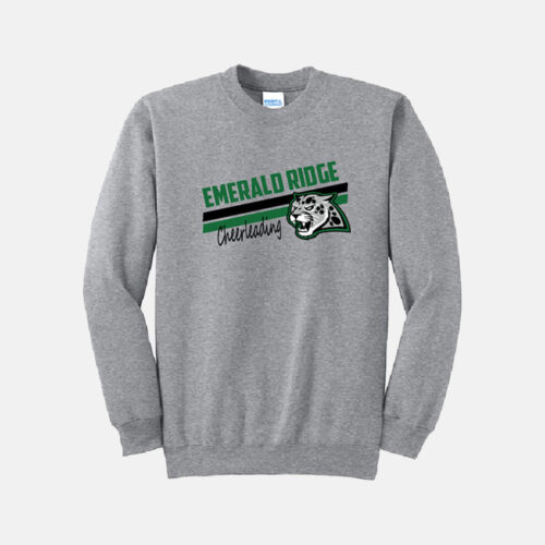 Emerald Ridge High School Cheer Crewneck Sweatshirt | View: Front | Color: Heather Grey