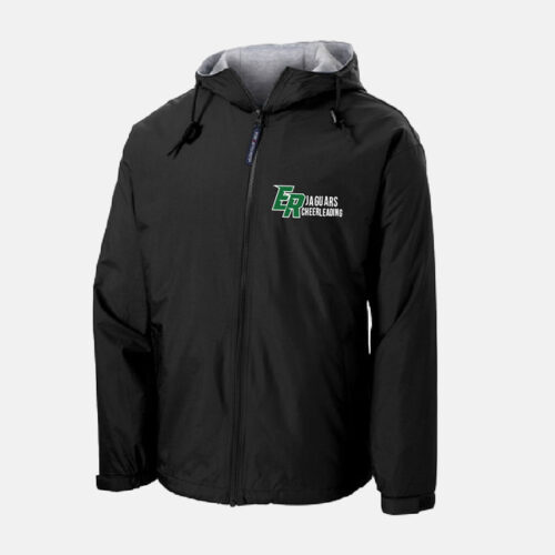 Emerald Ridge High School Cheer Rain Jacket | View: Front | Color: Black