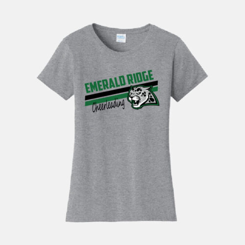 Emerald Ridge High School Cheer V-Neck Shirt | View: Front | Color: Heather Grey