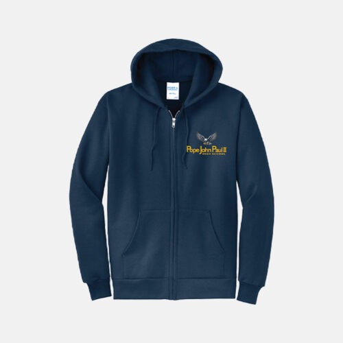 Pope John Paul II High School Full Zip Hoodie | View: Front | Color: Navy