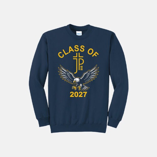 Pope John Paul II High School Class of 2027 Grad Crewneck Sweatshirt | View: Front | Color: Navy