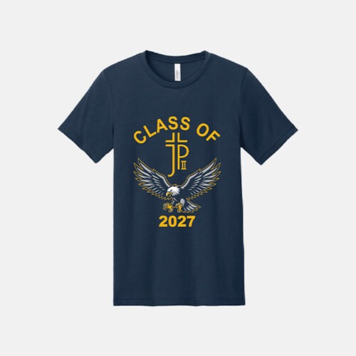 Pope John Paul II High School Class of 2027 Grad Shirt | View: Front | Color: Navy