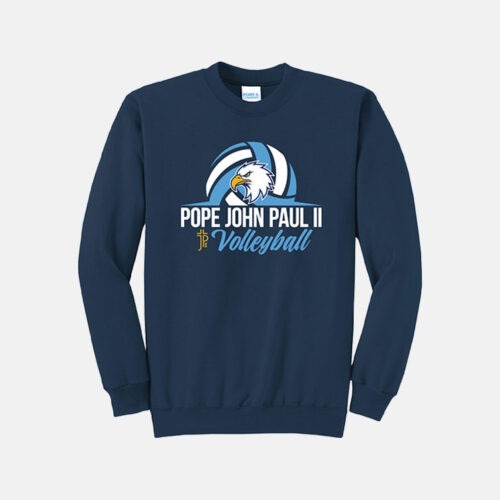 Pope John Paul II High School Volleyball Crewneck Sweatshirt | View: Front | Color: Navy