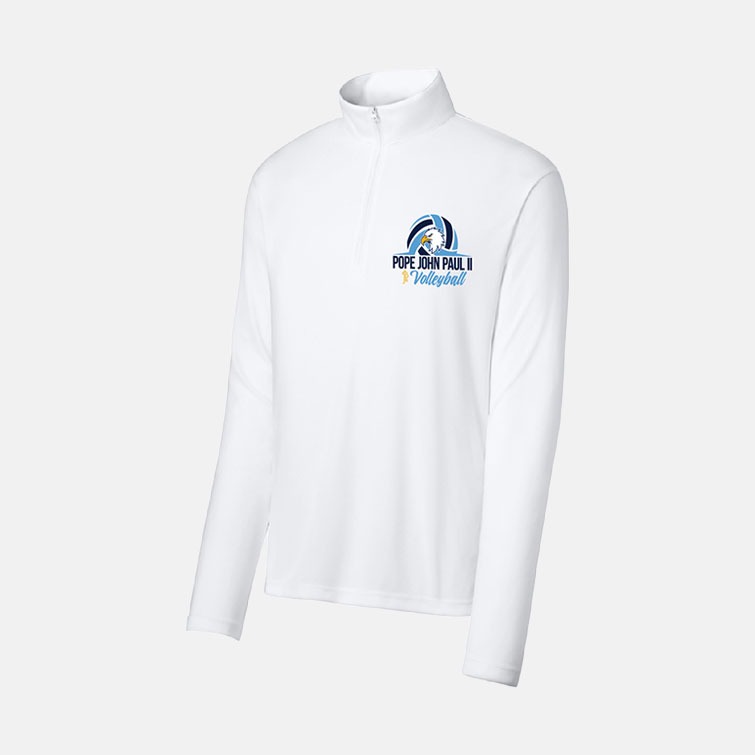 Pope John Paul II High School Volleyball Dri-Fit 1/4 Zip | View: Front | Color: White