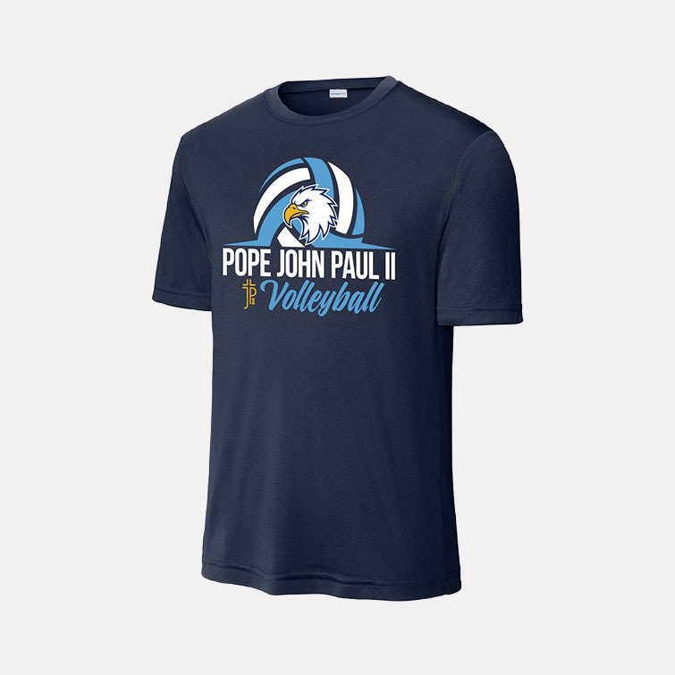 Pope John Paul II High School Volleyball Dri-Fit Shirt | View: Front | Color: Navy