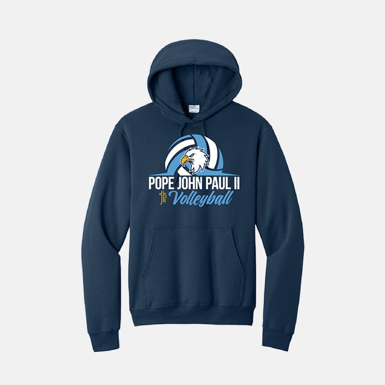 Pope John Paul II High School Volleyball Hoodie | View: Front | Color: Navy
