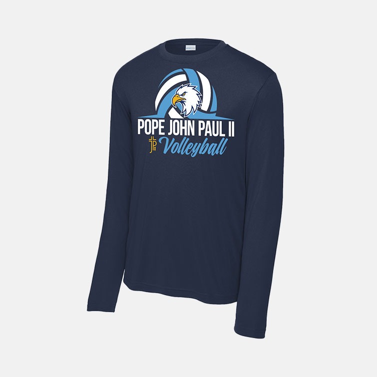 Pope John Paul II High School Volleyball Long Sleeve Dri-Fit Shirt | View: Front | Color: Navy