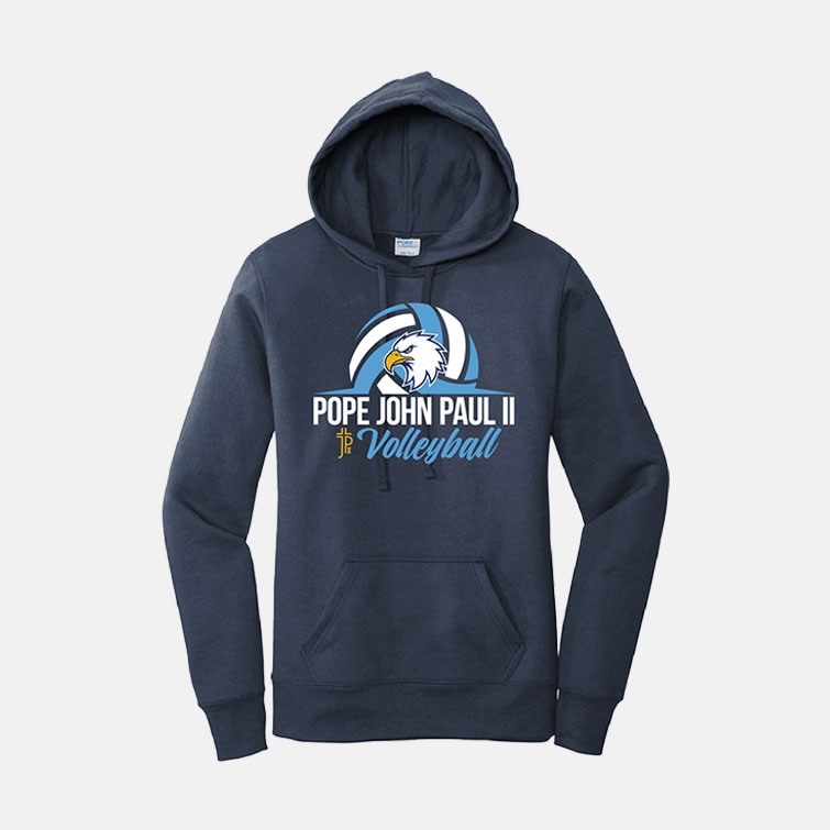 Pope John Paul II High School Volleyball Women's Hoodie | View: Front | Color: Navy