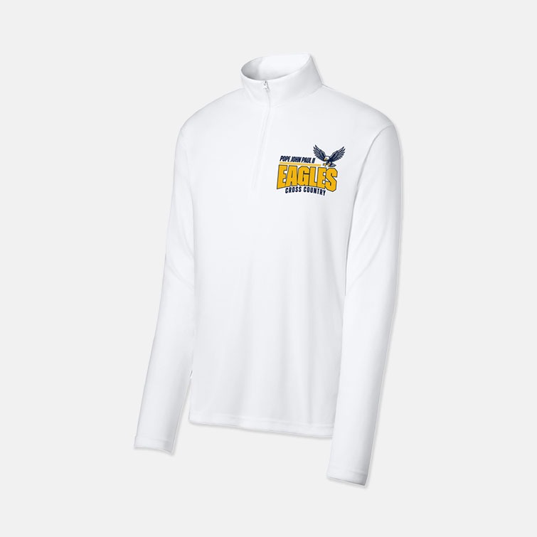 Pope John Paul II High School Cross Country Dri-Fit 1/4 Zip | View: Front | Color: White