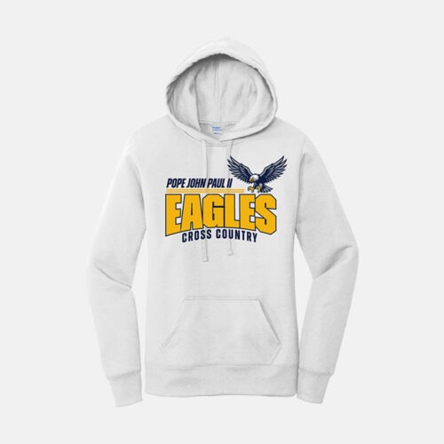 Pope John Paul II High School Cross Country Women's Hoodie | View: Front | Color: White