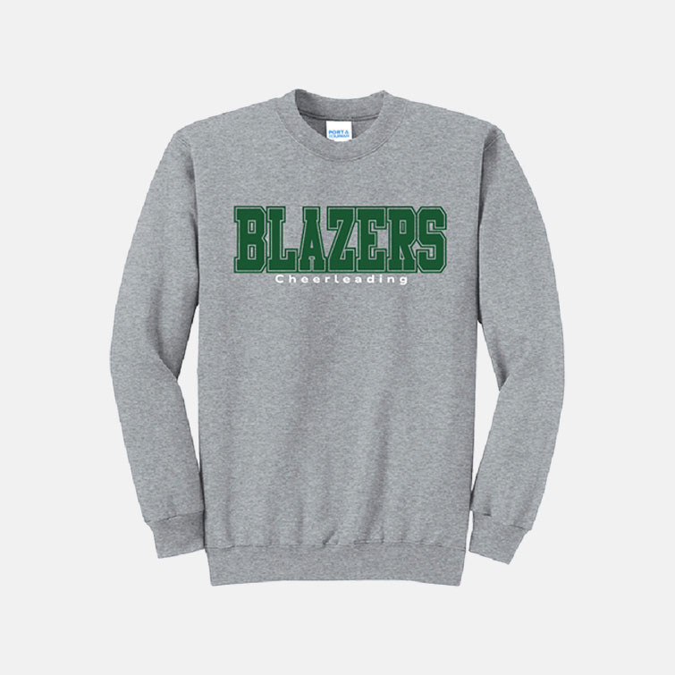 TCYFL Blazers Cheer Crewneck Sweatshirt | View: Front | Color: Heather Grey