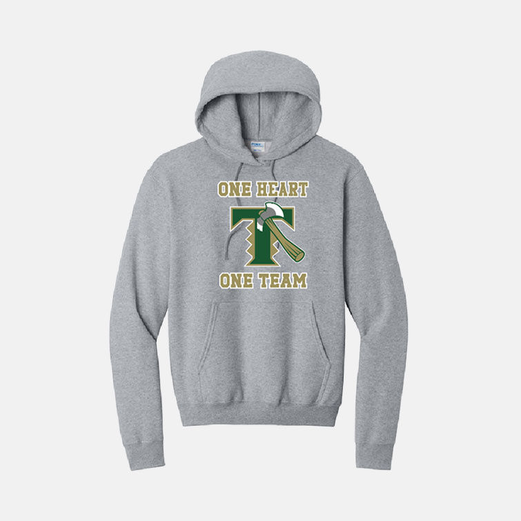 TCYFL Blazers Cheer "One Heart, One Team" Hoodie | View: Front | Color: Heather Grey
