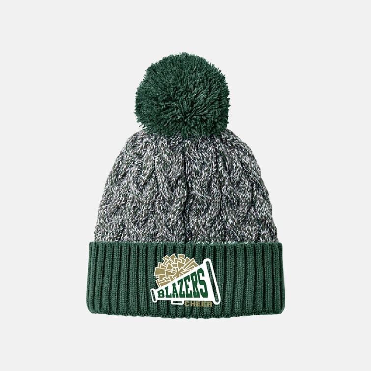 TCYFL Blazers Cheer pom Beanie | View: Front | Color: Dark Green