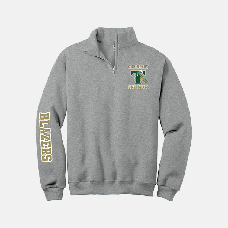 TCYFL Blazers Cheer 1/4 Zip | View: Front | Color: Heather Grey