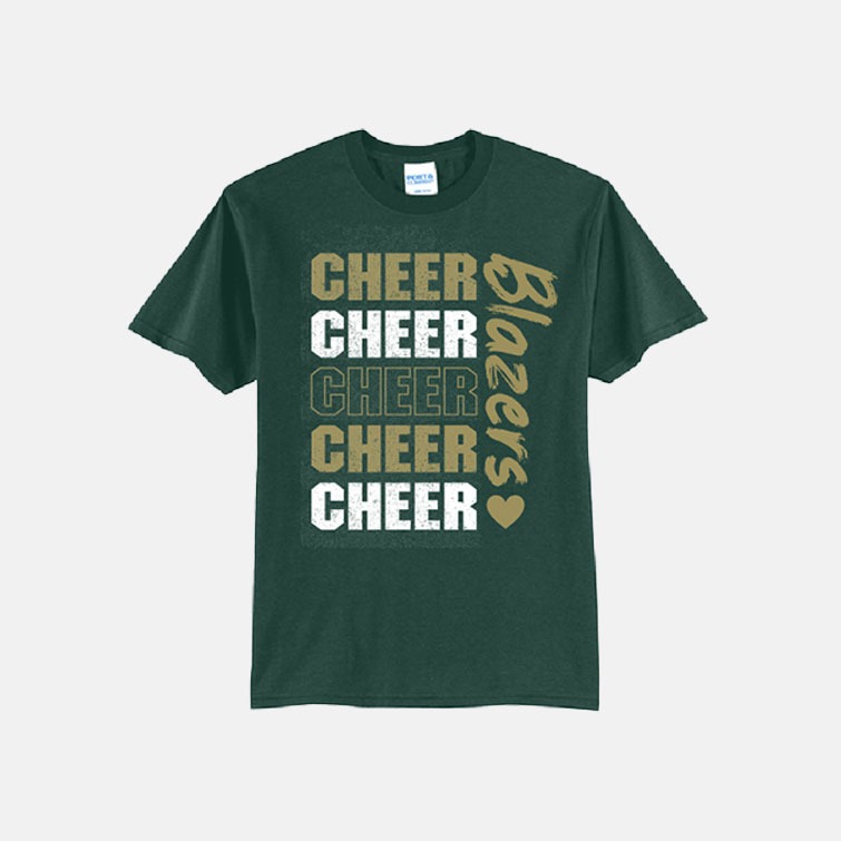 TCYFL Blazers Cheer Shirt | View: Front | Color: Dark Green
