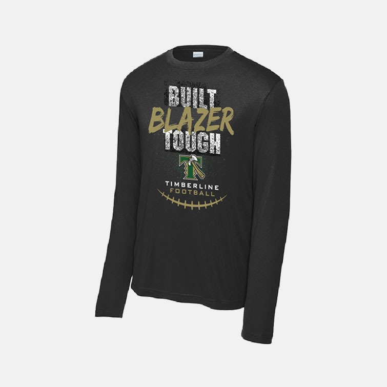 TCYFL Blazers Football Built Tough Dri-Fit Long Sleeve Shirt | View: Front | Color: Black