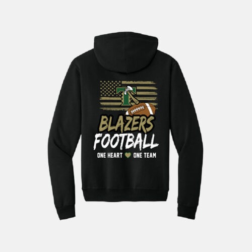 TCYFL Blazers Football "One Heart, One Team" Hoodie | View: Back | Color: Black