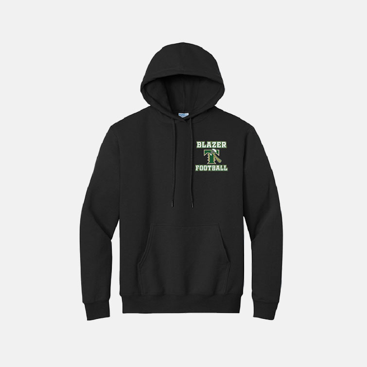 TCYFL Blazers Football "One Heart, One Team" Hoodie | View: Front | Color: Black