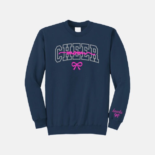 TCYFL Hawks Cheer Mom Sparkle Crewneck Sweatshirt | View: Front | Color: Navy
