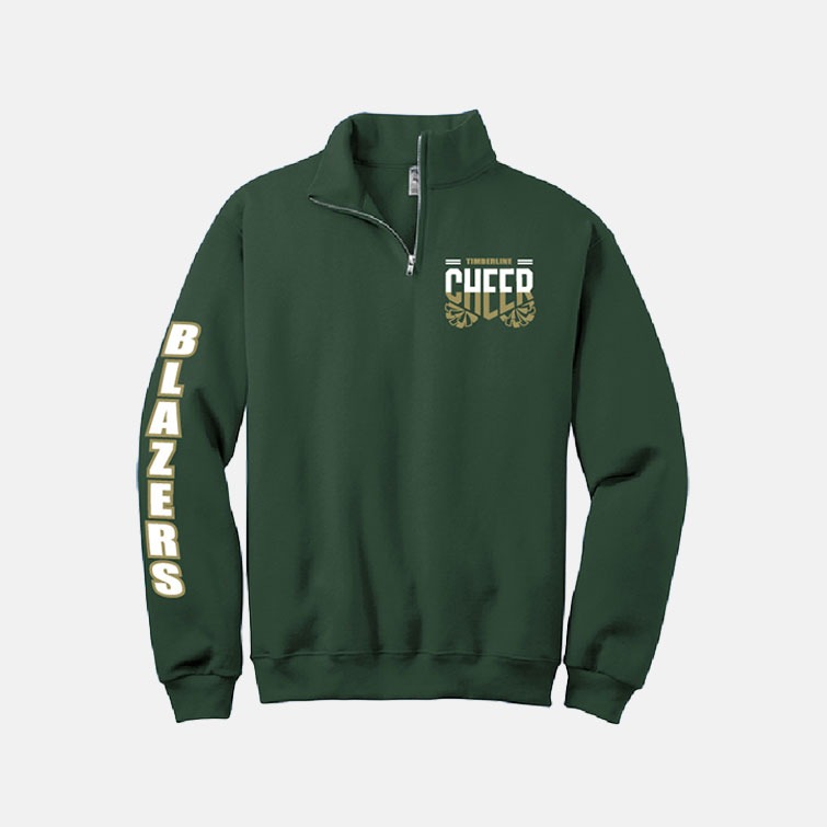 Timberline High School Cheer 1/4 Zip | View: Front | Color: Forest Green