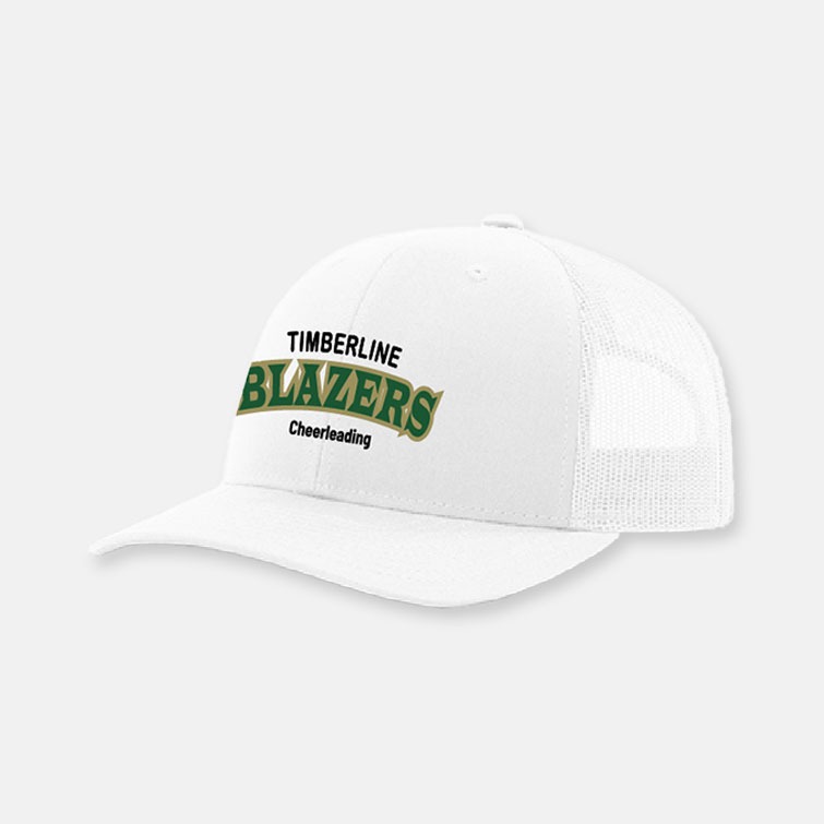 Timberline High School Cheer Blazers Cheerleading Richardson Snapback Hat | View: Side | Color: White