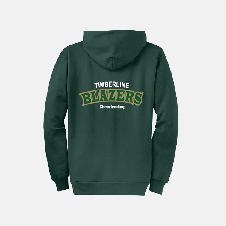 Timberline High School Cheer WeB4Me Full Zip Hoodie | View: Back | Color: Forest Green