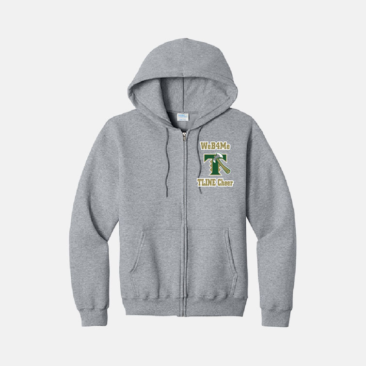 Timberline High School Cheer WeB4Me Full Zip Hoodie | View: Front | Color: Heather Grey